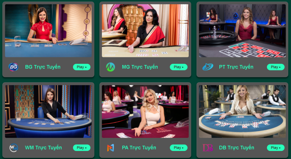 OK365 hợp tác với nhiều nhà phát hành live casino nổi tiếng như PT, WM, DB, PA,...