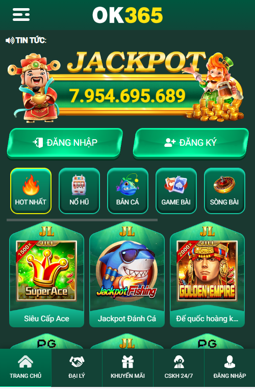 Hướng dẫn tải app OK365 vào thiết bị iOS/ Android/ PC 3 Giao diện chơi trên ứng dụng OK365